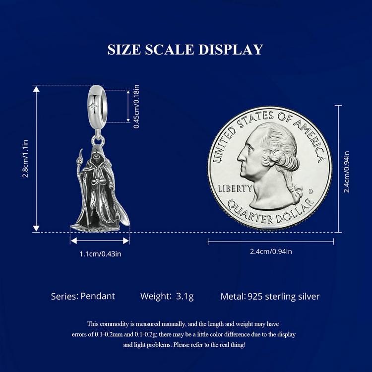 Wand-wielding Grim Reaper Pendant Charm