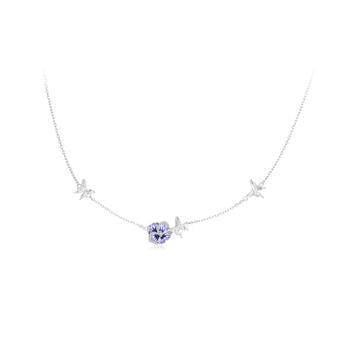Adjustable Viola Flower Necklace