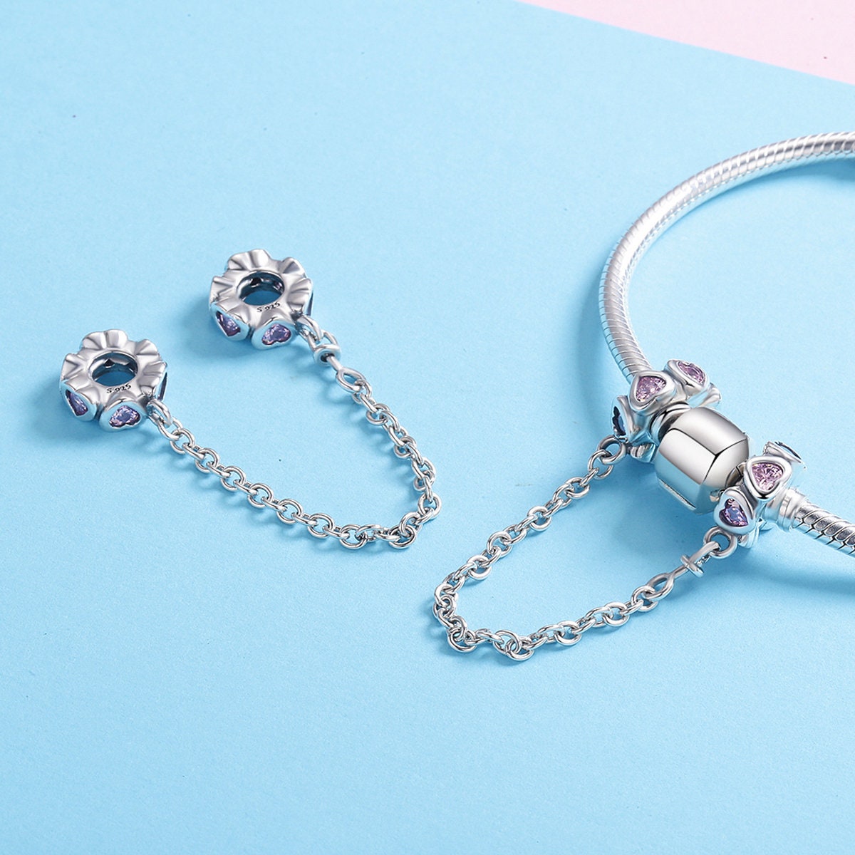 Elegant Heart Safety Chain Charm