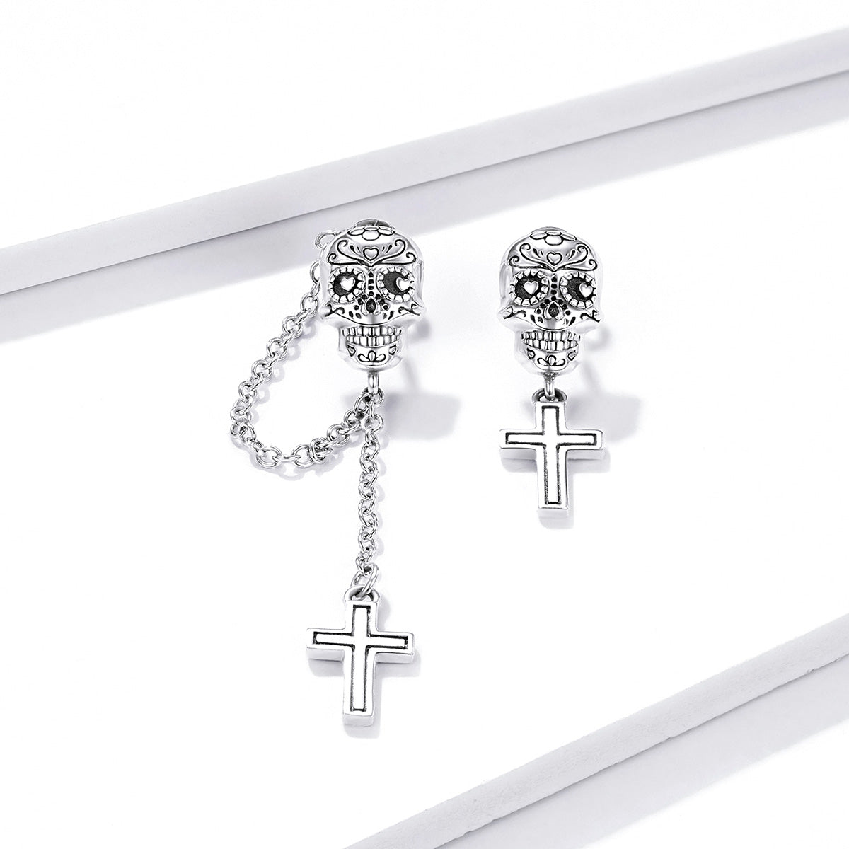 Skull Cross Hoop Earrings