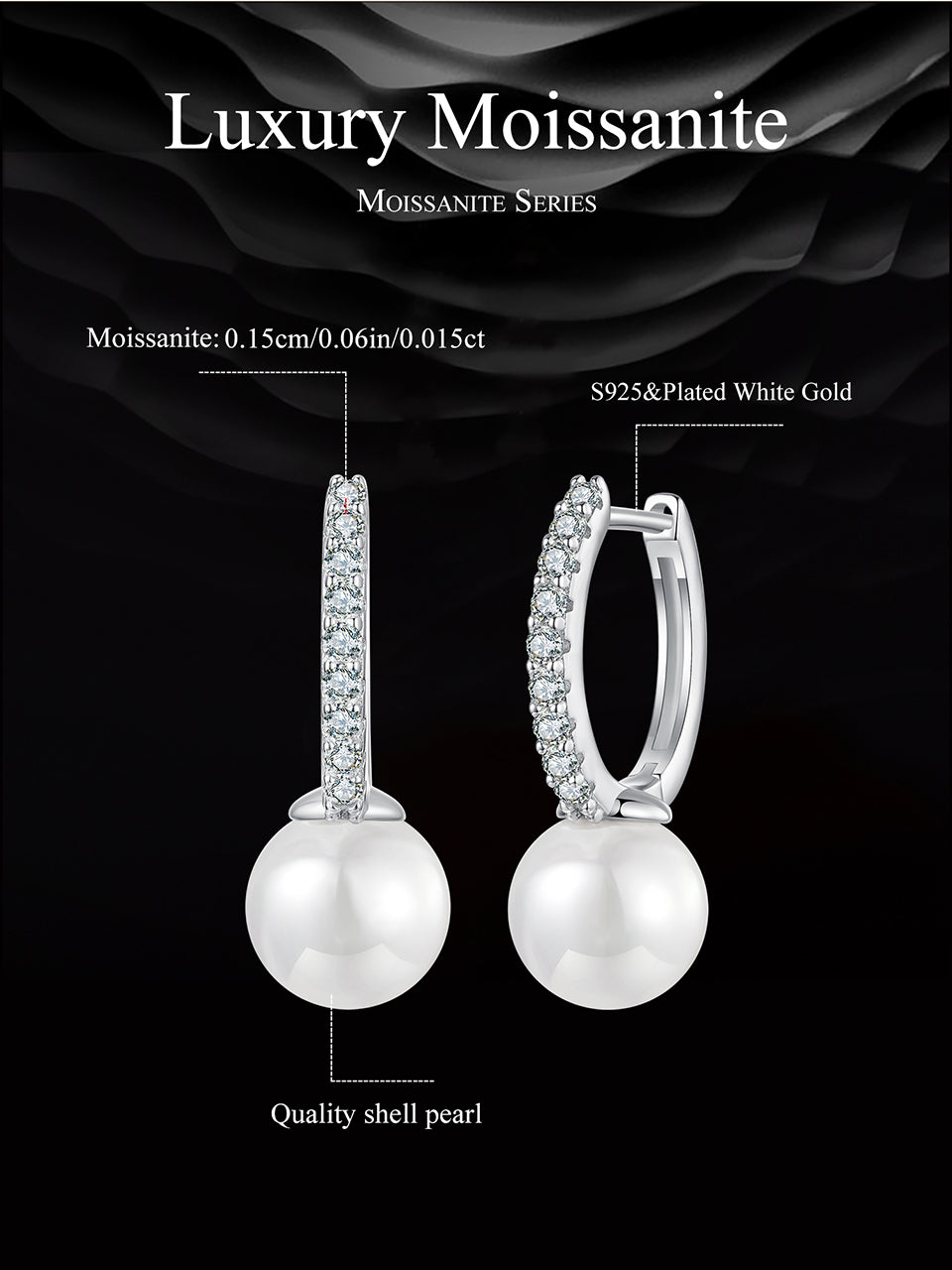 Moissanite Shell Pearl Ear Climbers