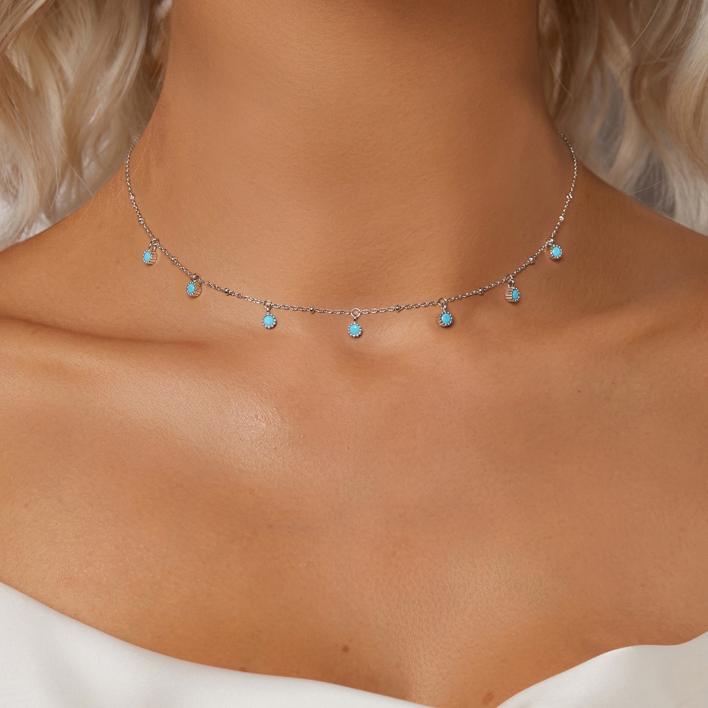 Turquoise Accent Neck Chain Necklace