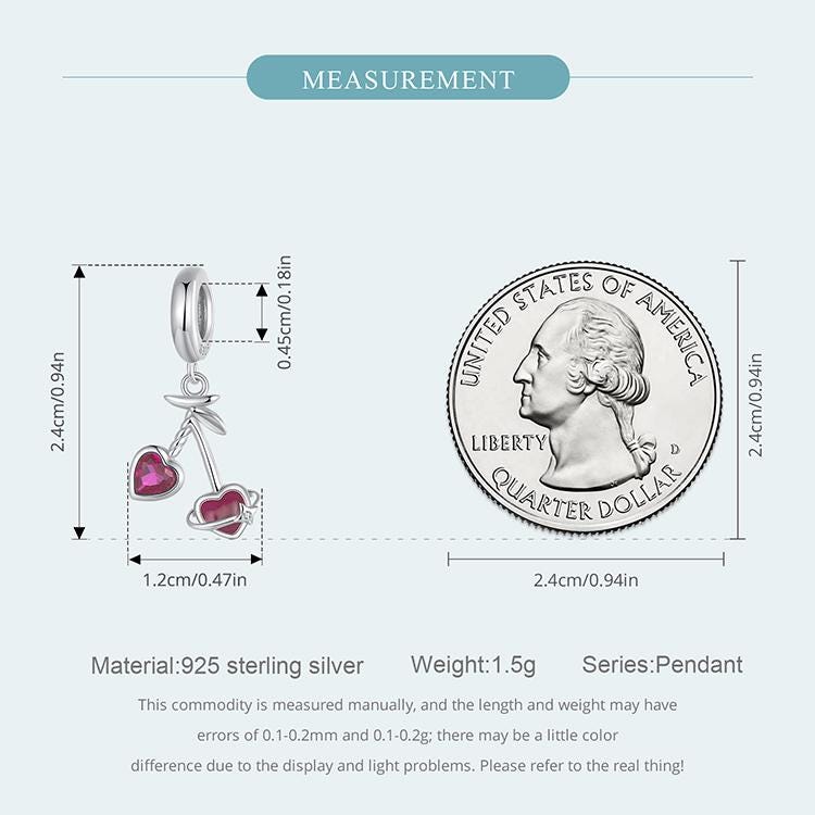 Heart Cherry Pendant Charm