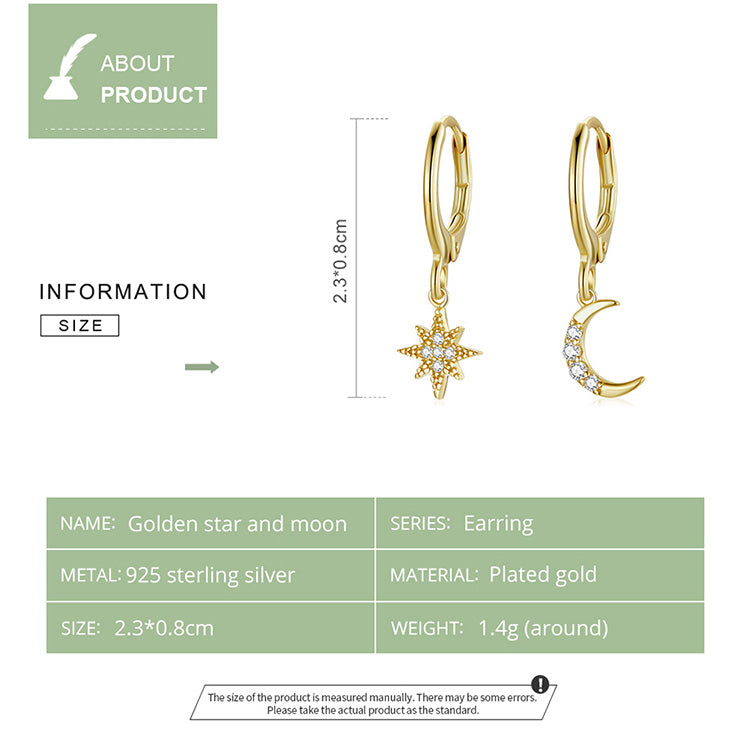 Star and Moon Earrings