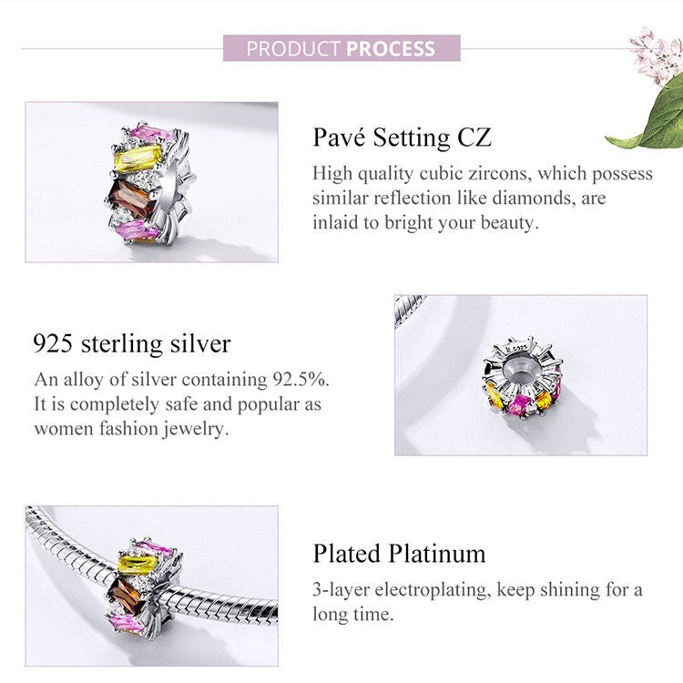 Colorful Zircom Spacer Charm