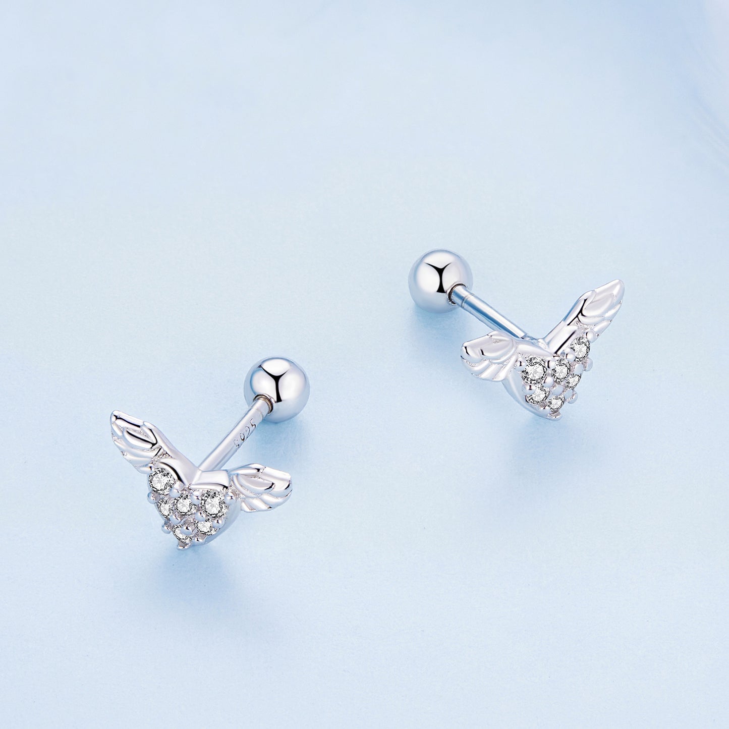 Heart Wing Stud Earrings
