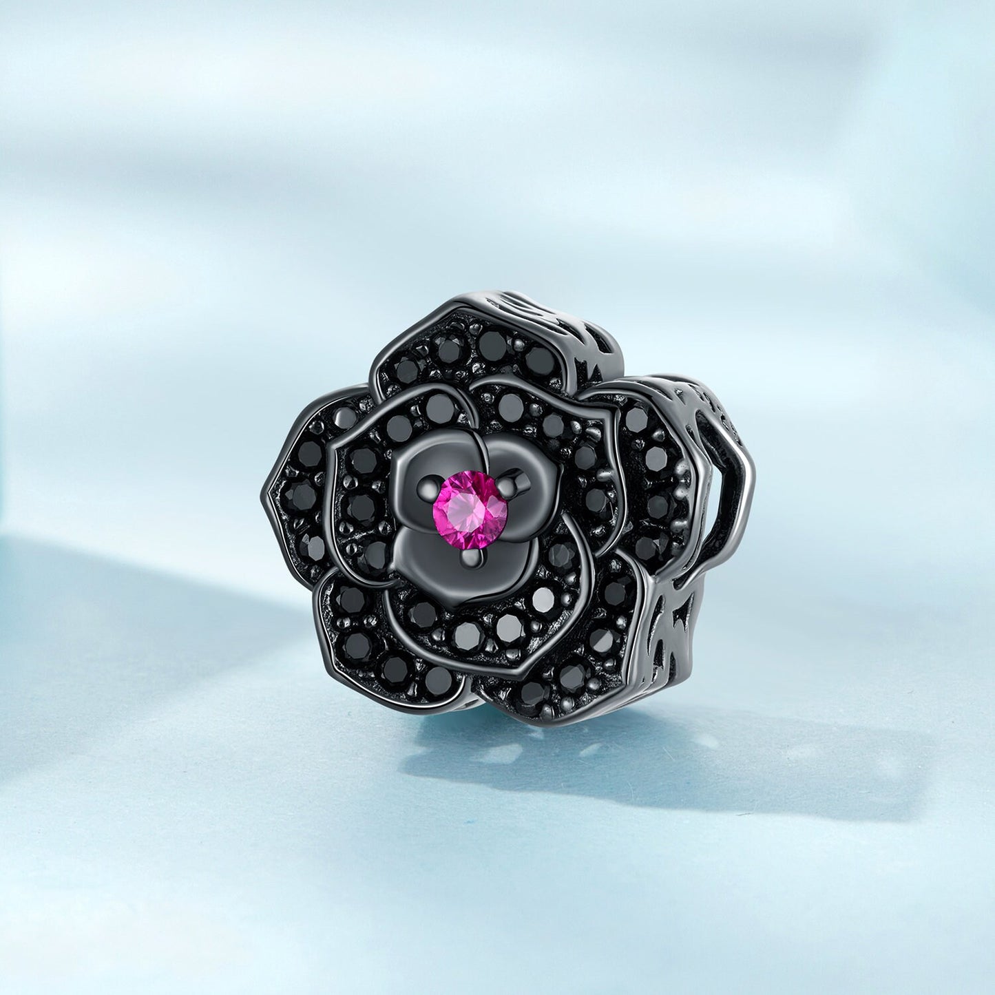 Black Rose Bead Charm