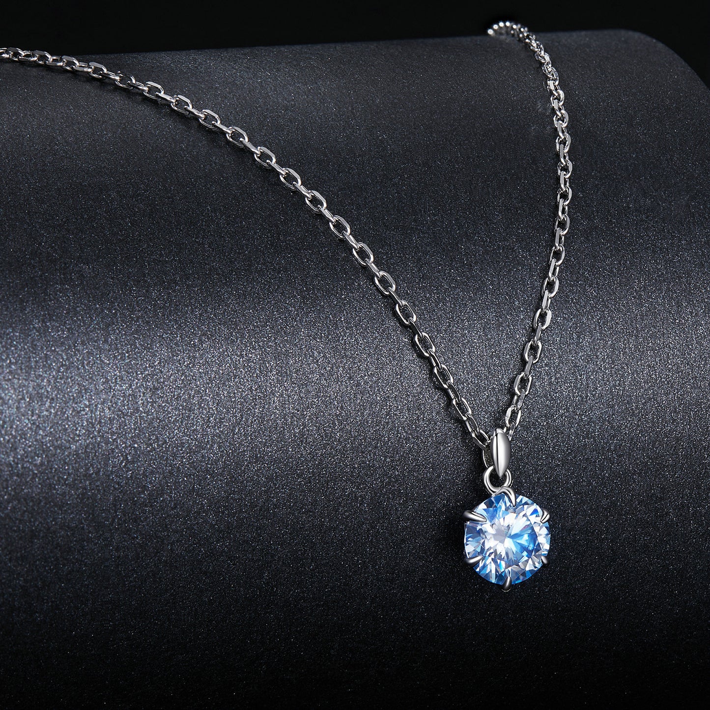 1ct Blue Moissanite Necklace