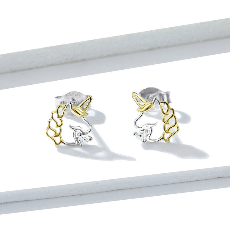 Compact Unicorn Stud Earrings