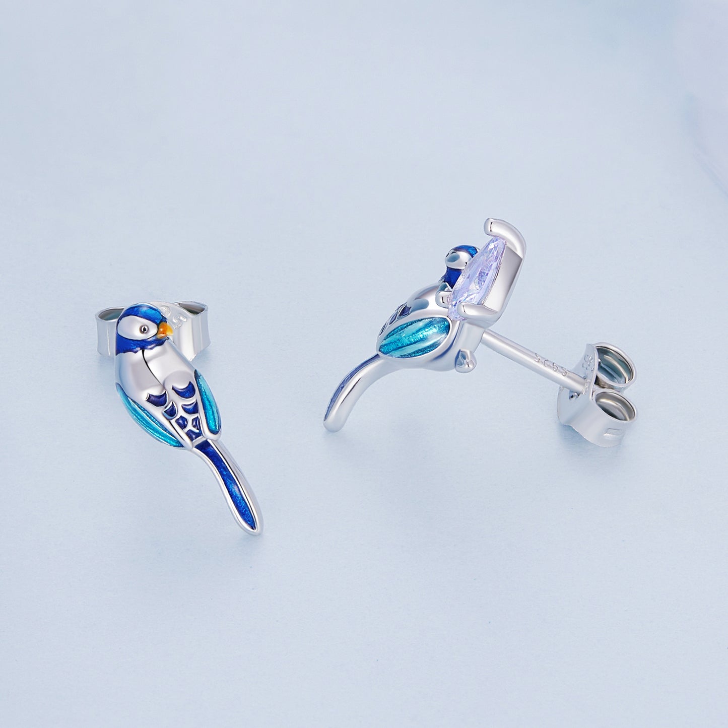 Compact Bird Stud Earrings