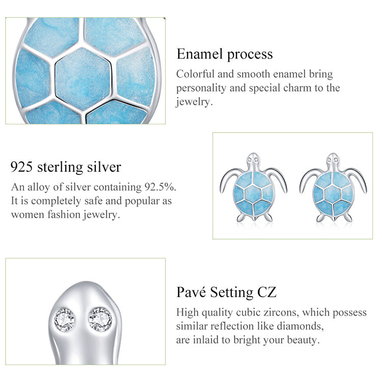 Blue Turtle Stud Earrings