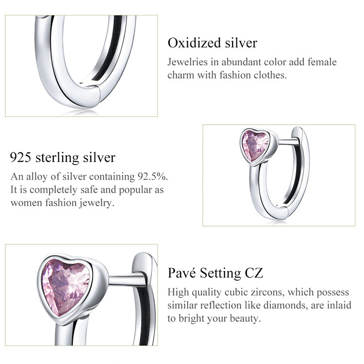 Pink Heart Stud Earrings