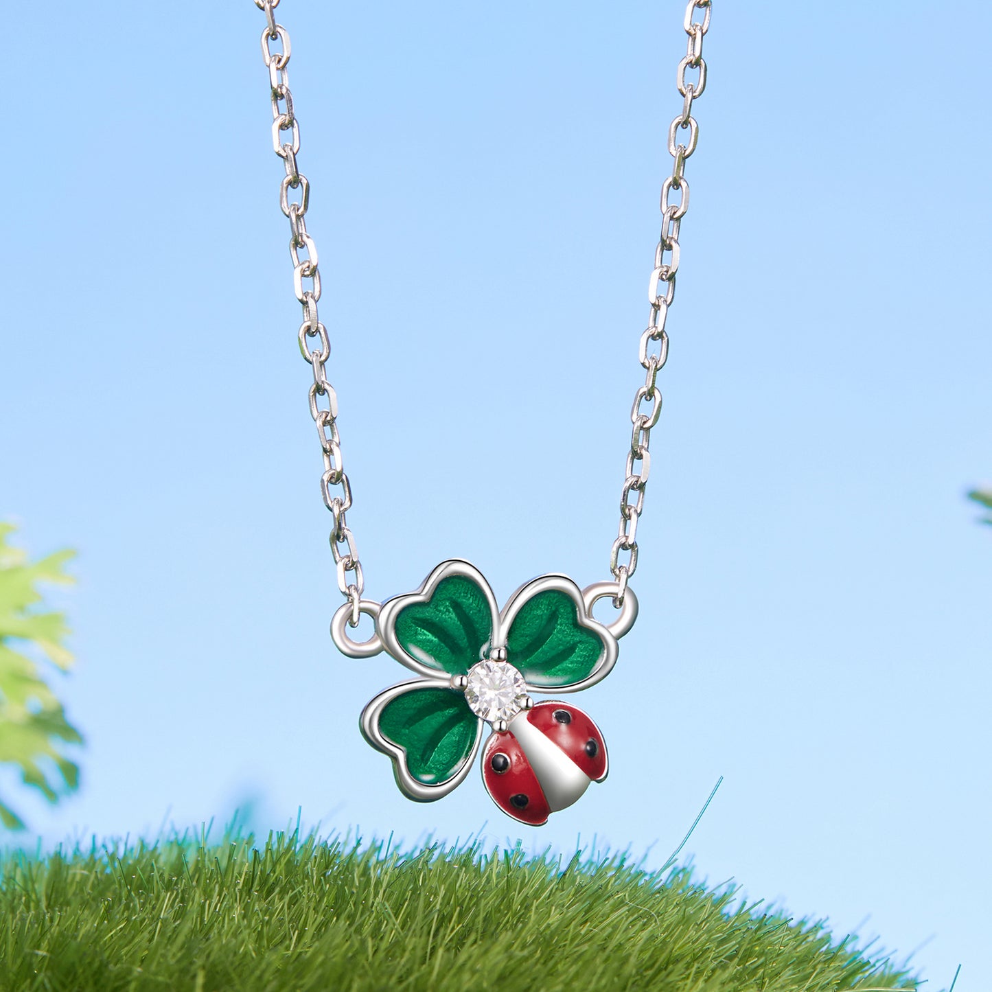 Clover and Ladybug Necklace