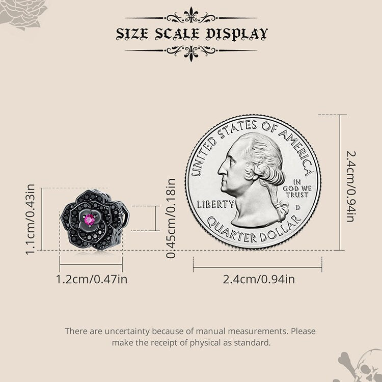 Black Rose Bead Charm