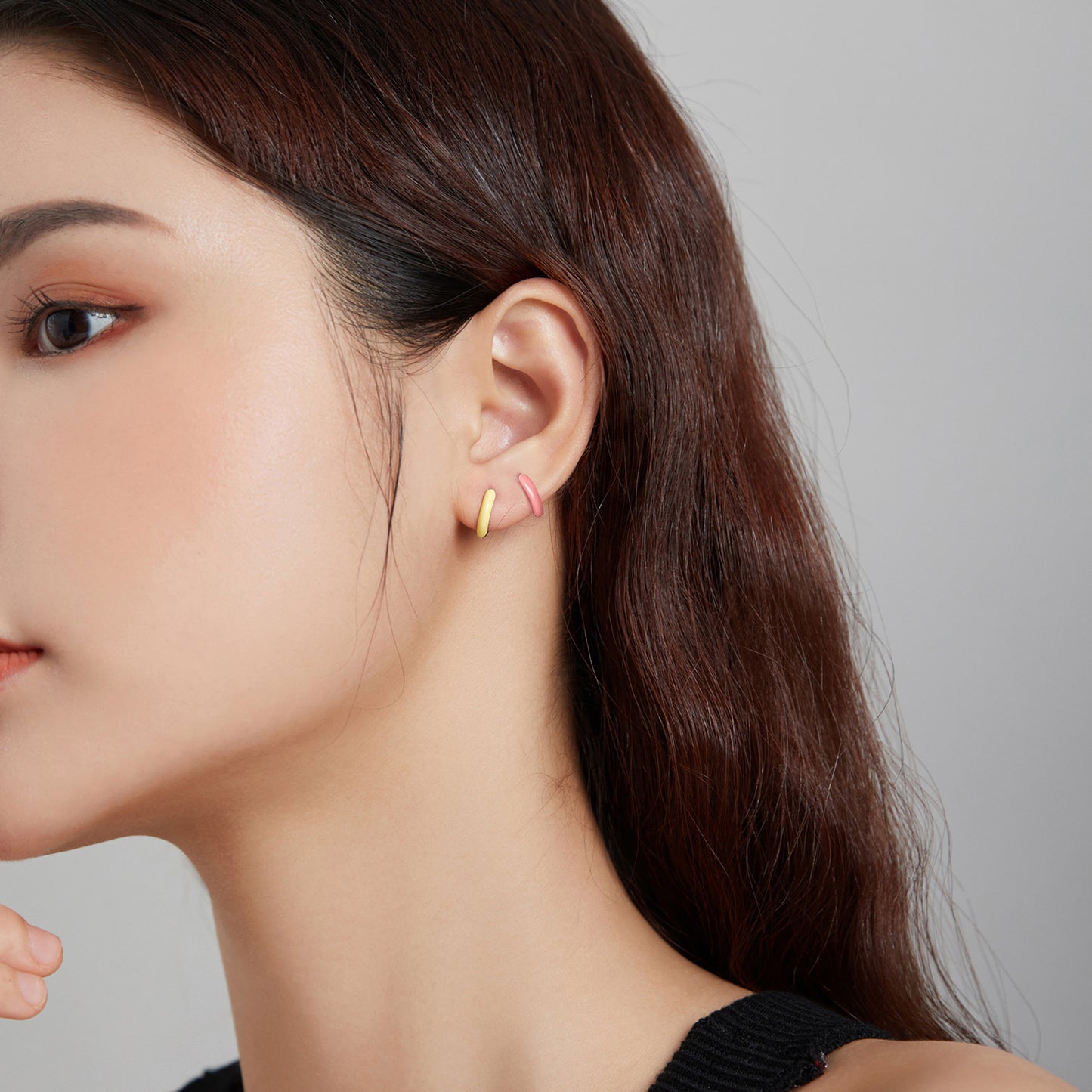 Dual-Tone Clip-On Earrings-Pink