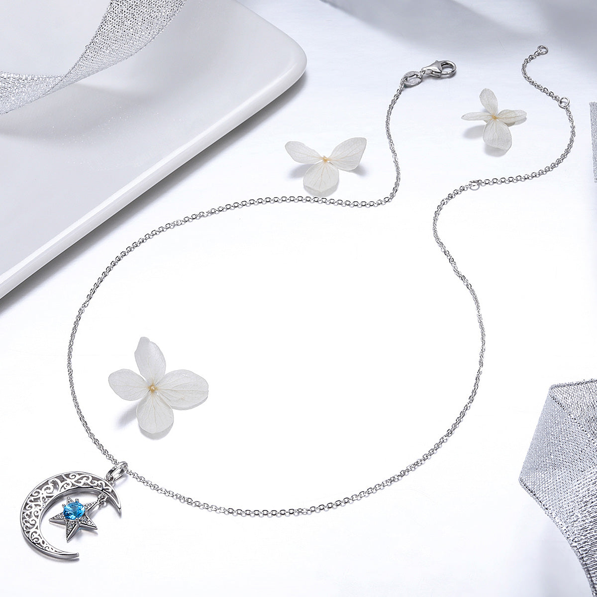 Glittering Cosmos Sterling Silver Necklace