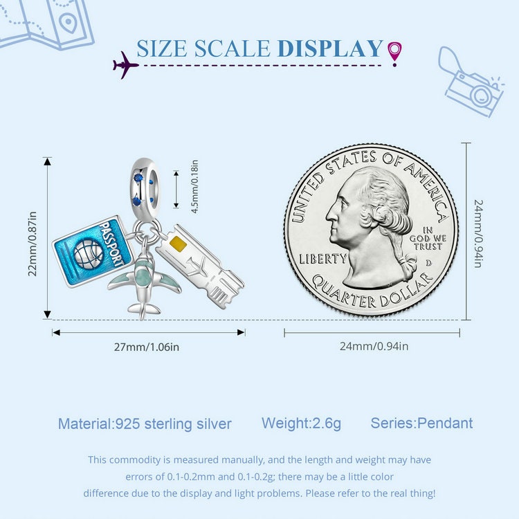 Traveling Airplane, Suitcase, Blue Earth & Airplane Charm