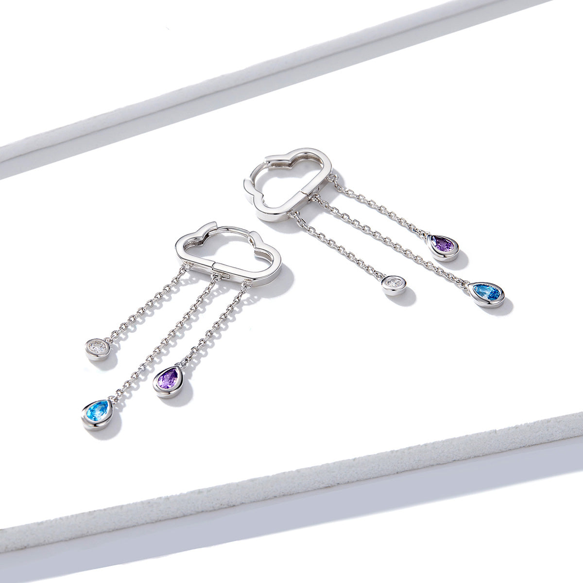 Cloud Raindrop Hoop Earrings