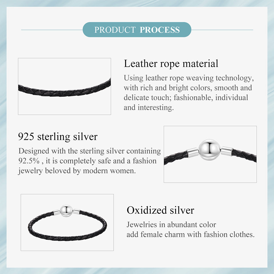 Beaded Clasp Leather Cord Bracelet