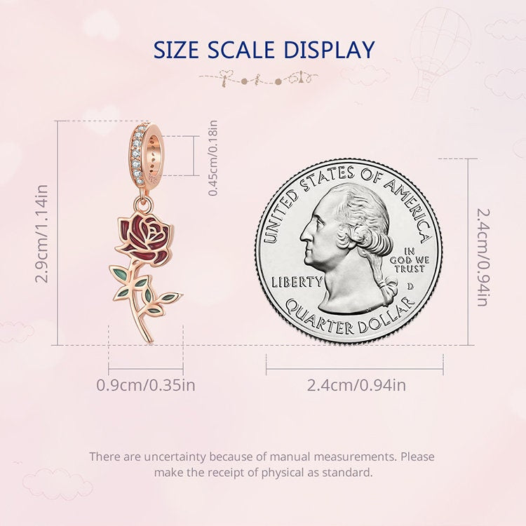 Red Rose Hanging Bead Charm