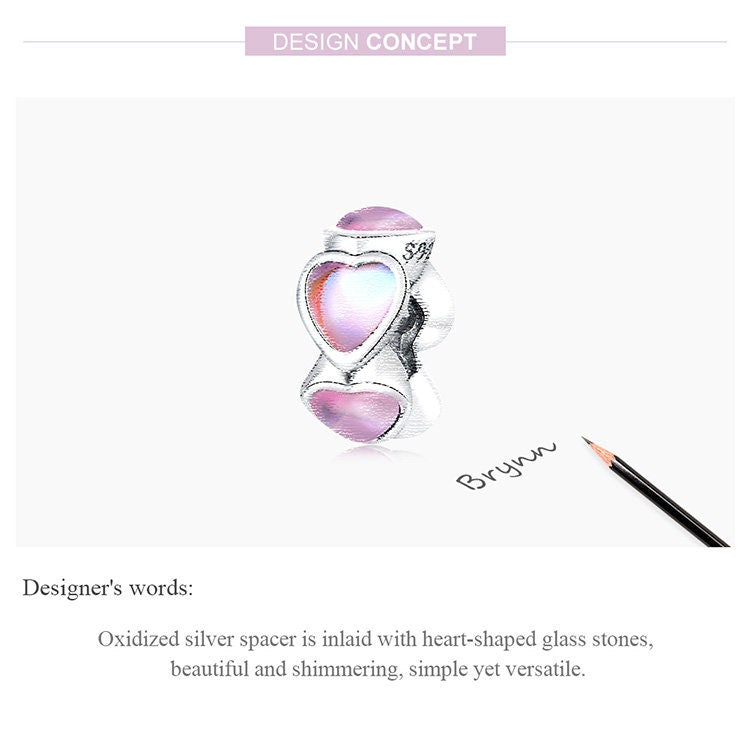 Glass Heart Spacer Charm