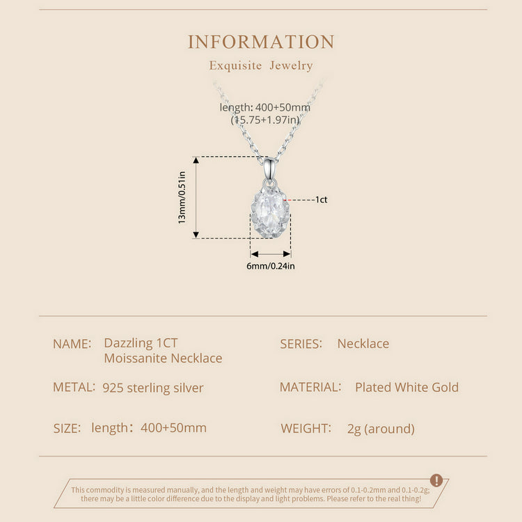 Brilliant 1ct Moissanite Necklace