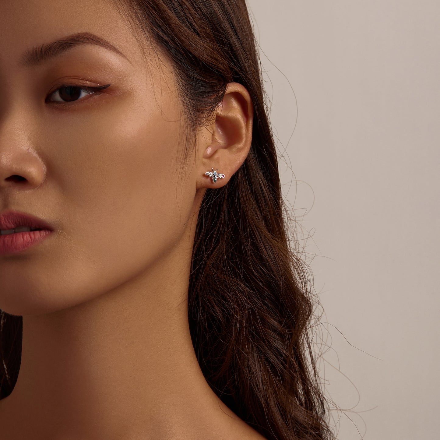 Iridescent Bee Stud Earrings