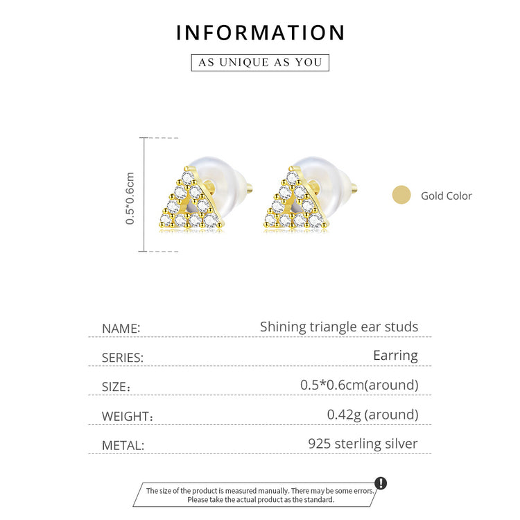 Sparkling Triangle Stud Earrings