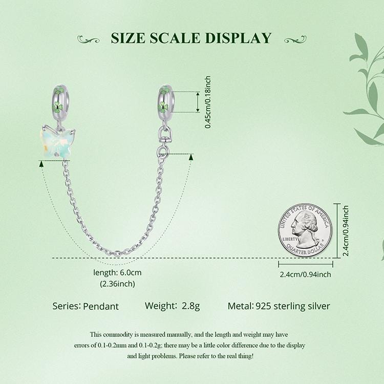 Green Butterfly Safety Chain Charm
