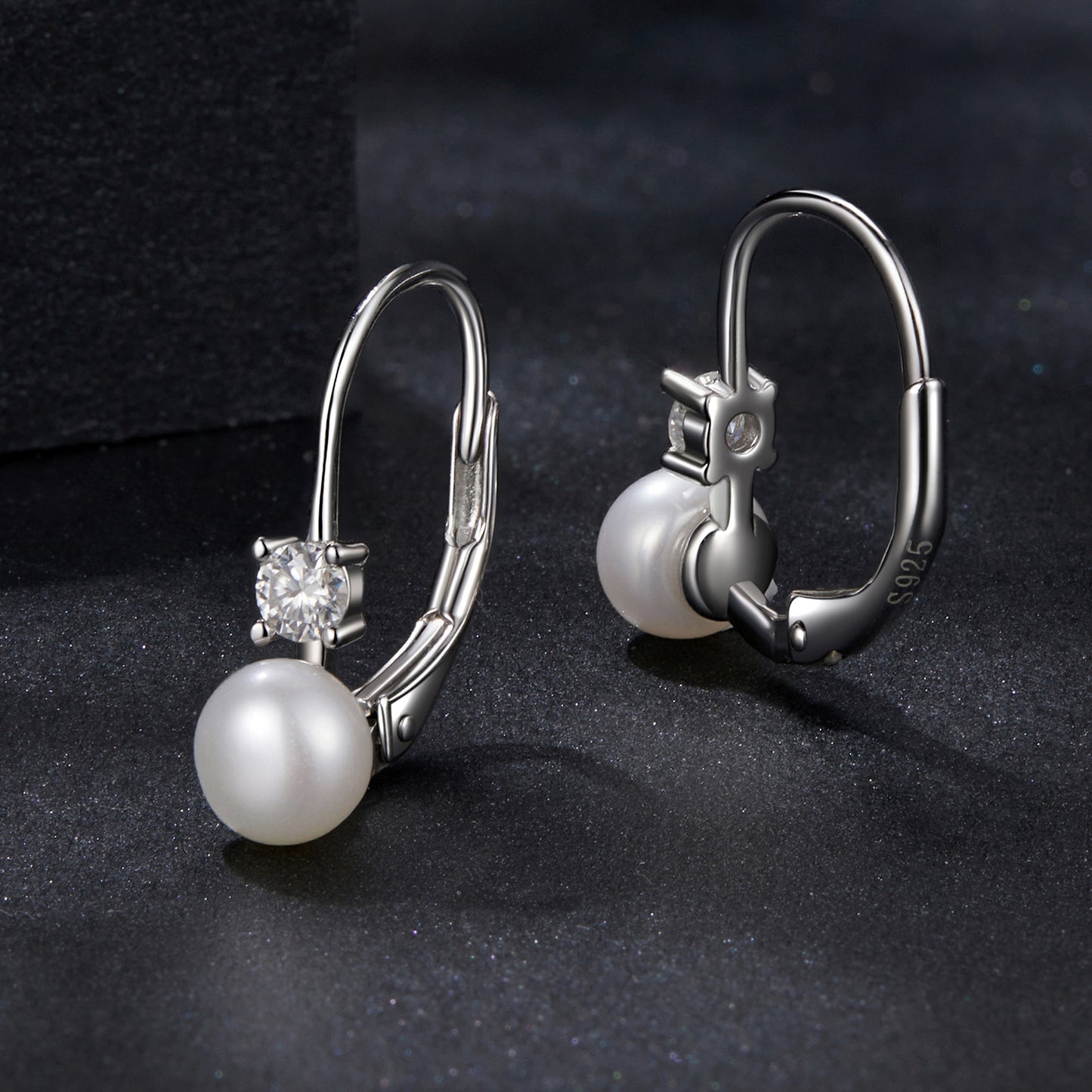 Pearl Accent Moissanite Spring Earrings