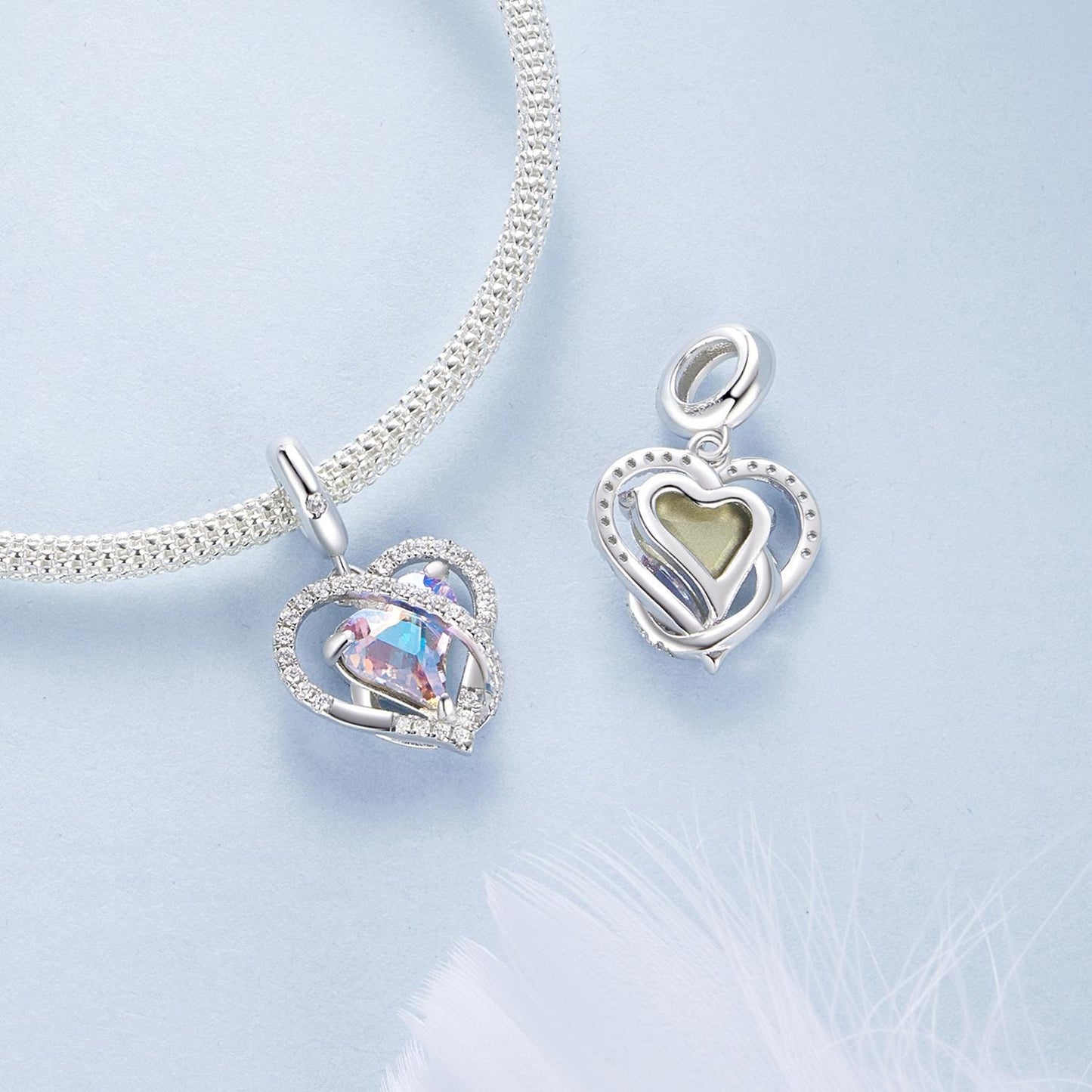 Interweaving Heart Pendant Charm