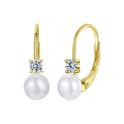 Pearl Accent Moissanite Spring Earrings
