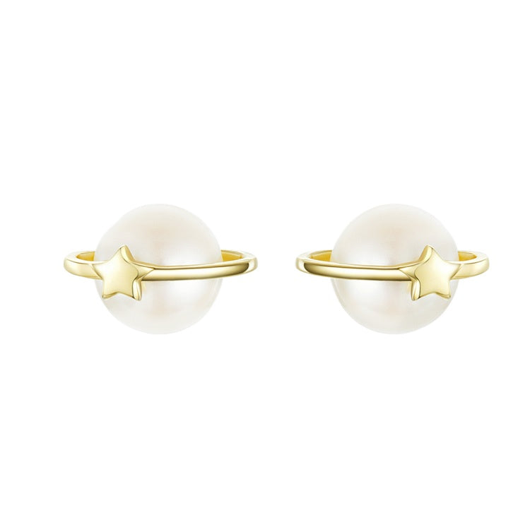 Cosmic Ring Pearl Earrings