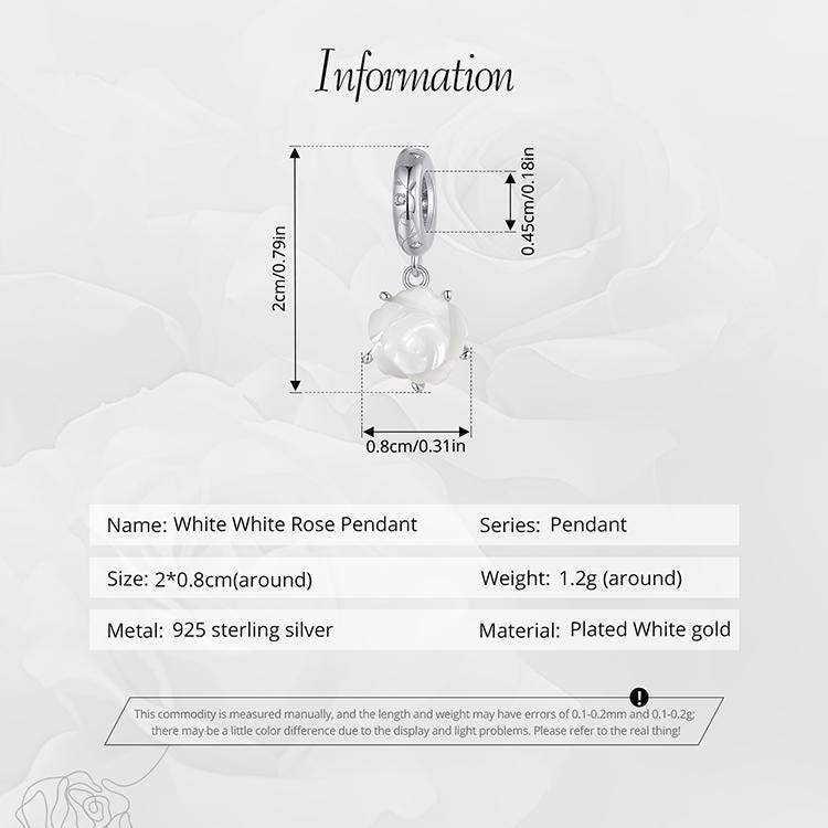 White Rose Pendant Charm
