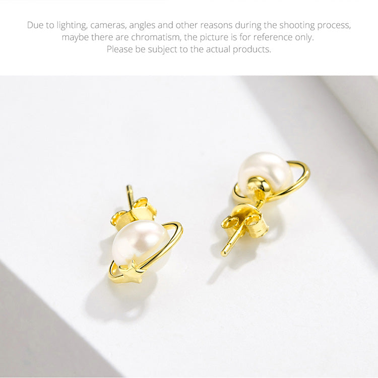 Cosmic Ring Pearl Earrings