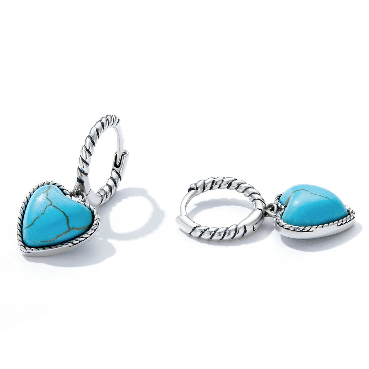 Heart Turquoise Clip Earrings