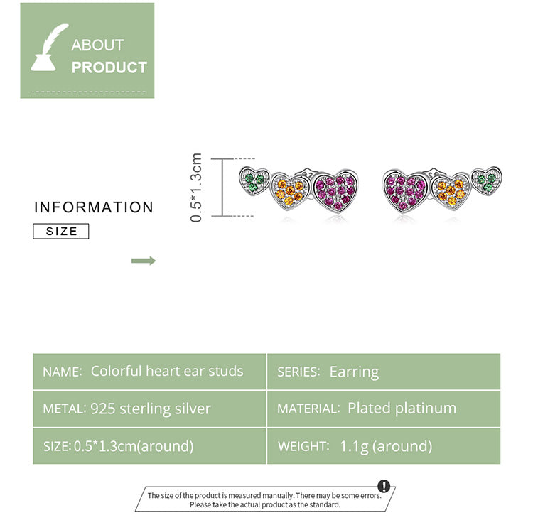 Multicolor Heart Stud Earrings