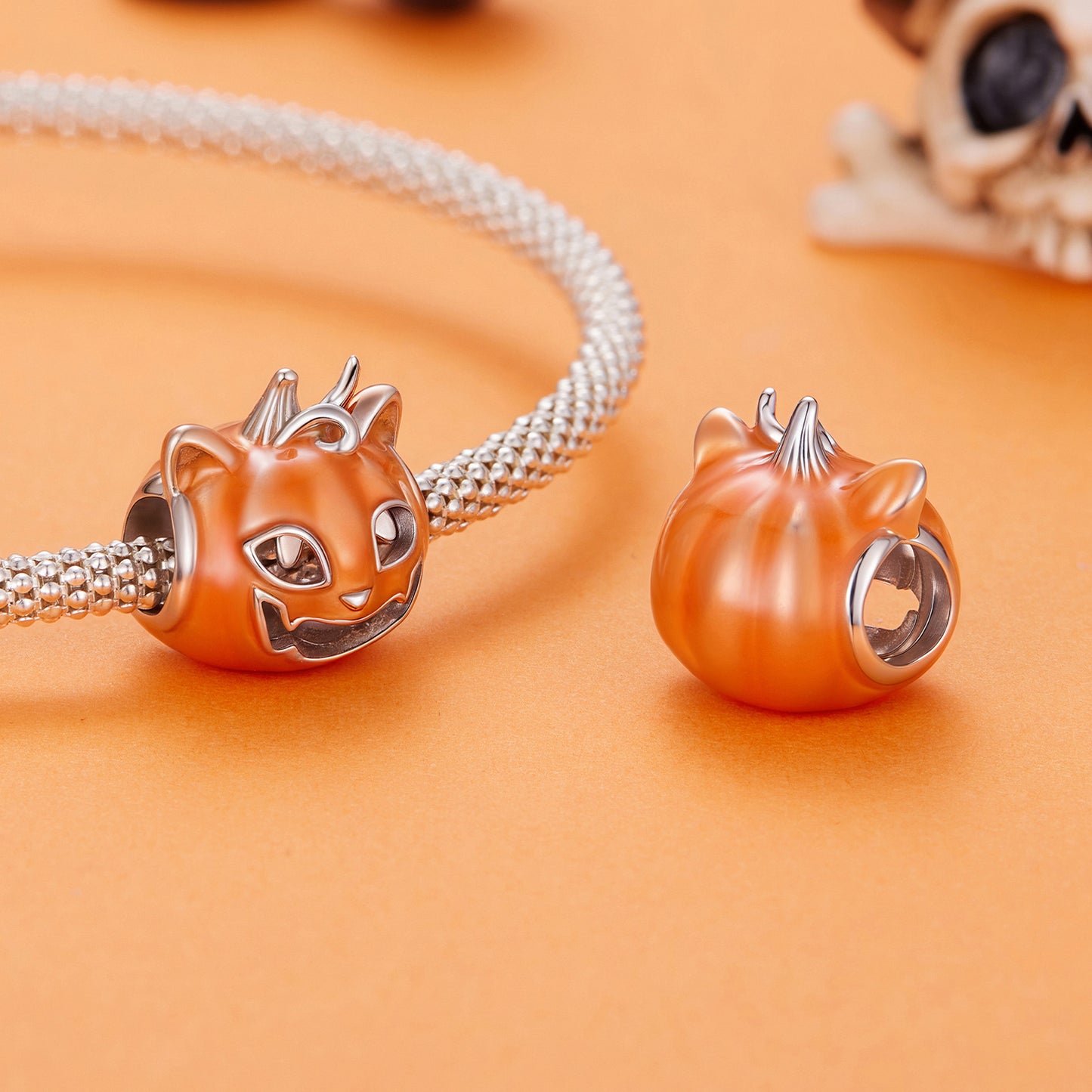 Halloween Luminous Pumpkin Cat Charm