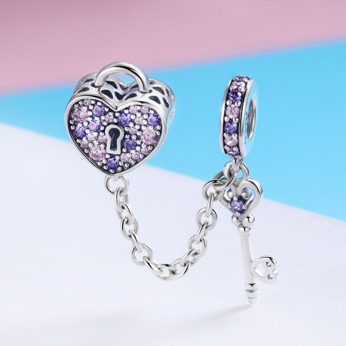 The Key of Heart Safety Chain Charm