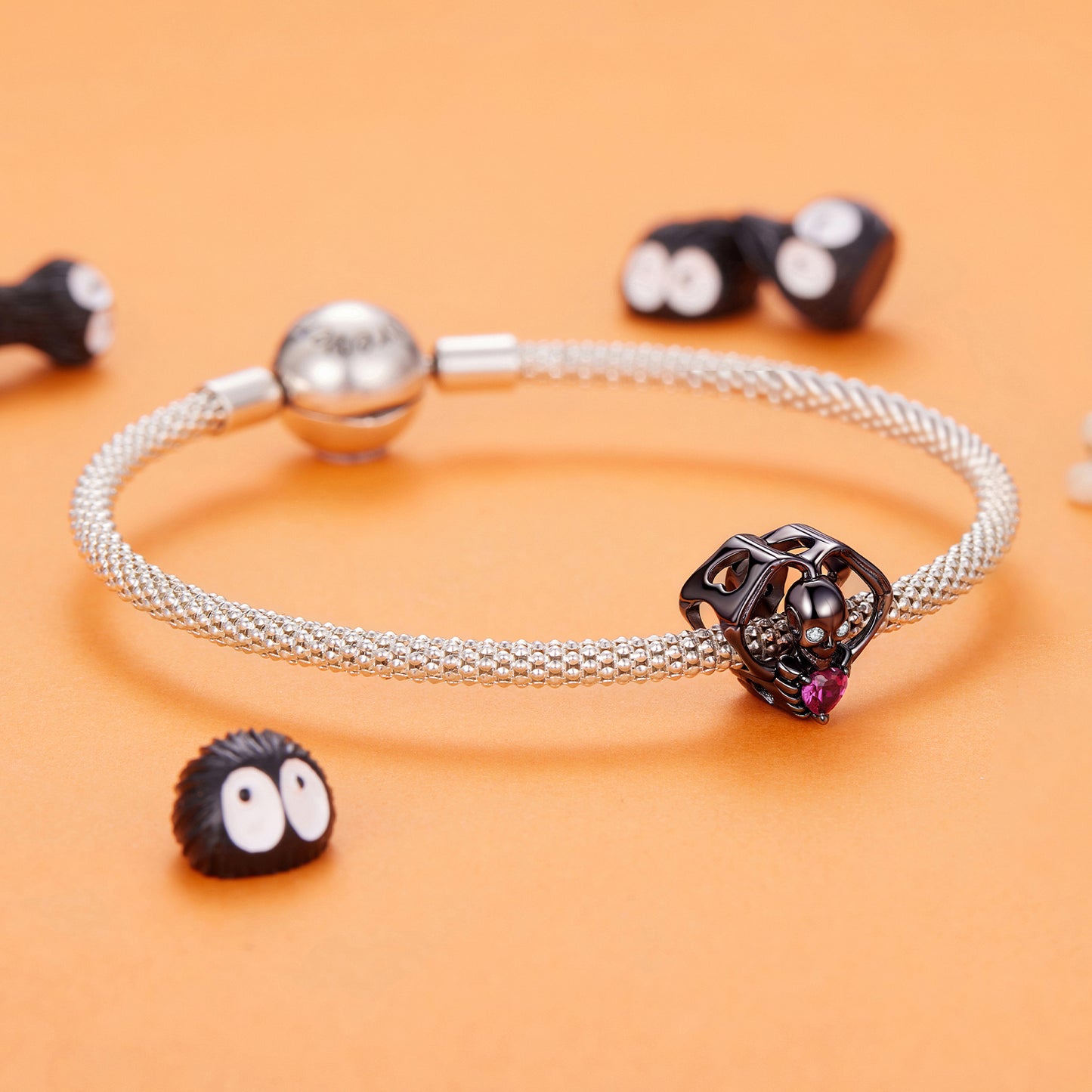 Halloween Heart-Hand Skull Charm