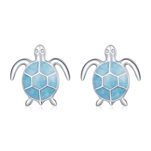 Blue Turtle Stud Earrings