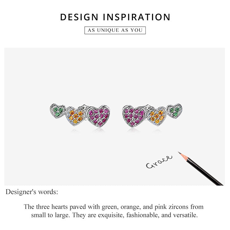 Multicolor Heart Stud Earrings