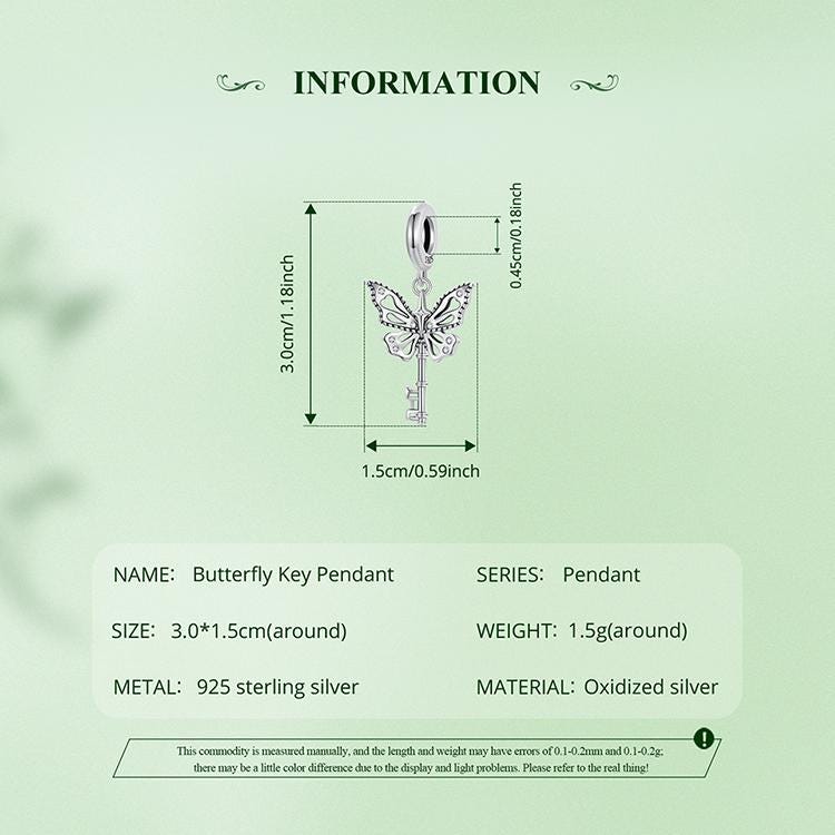 Butterfly Key Pendant Charm