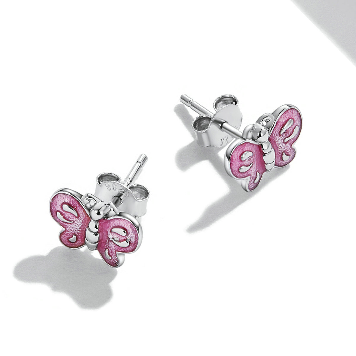 Pink Butterfly Stud Earrings