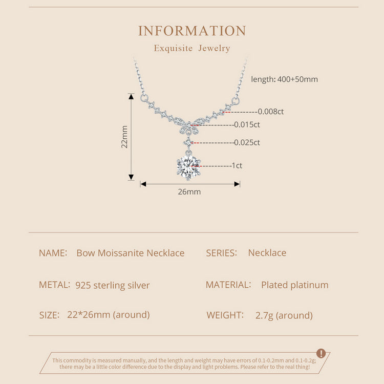 Bow Design Moissanite Necklace