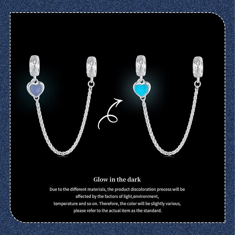 Denim Heart Safety Chain Charm
