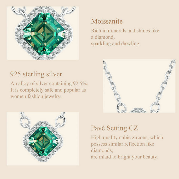 0.6ct Emerald-Cut Green Moissanite Necklace