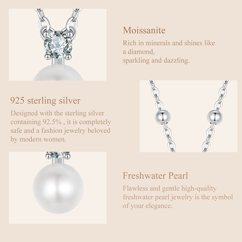 Pearl Moissanite Collarbone Necklace