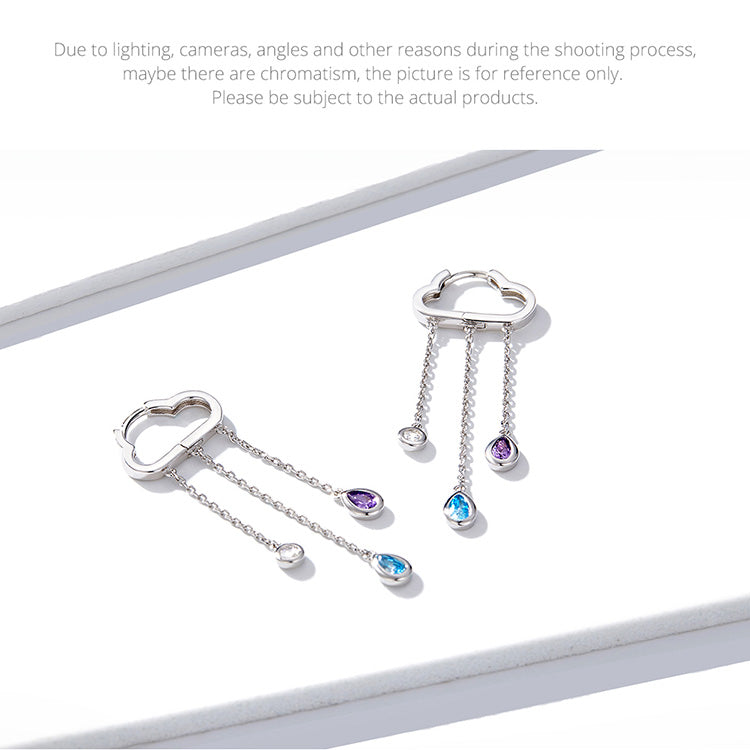 Cloud Raindrop Hoop Earrings