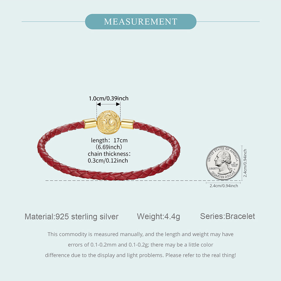 Golden Scroll Clasp Leather Bracelet